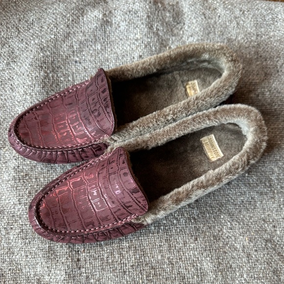 Johnston & Murphy Miranda Plum Suede Print Shearling Lined Driving Shoes Size 9 - Picture 4 of 10